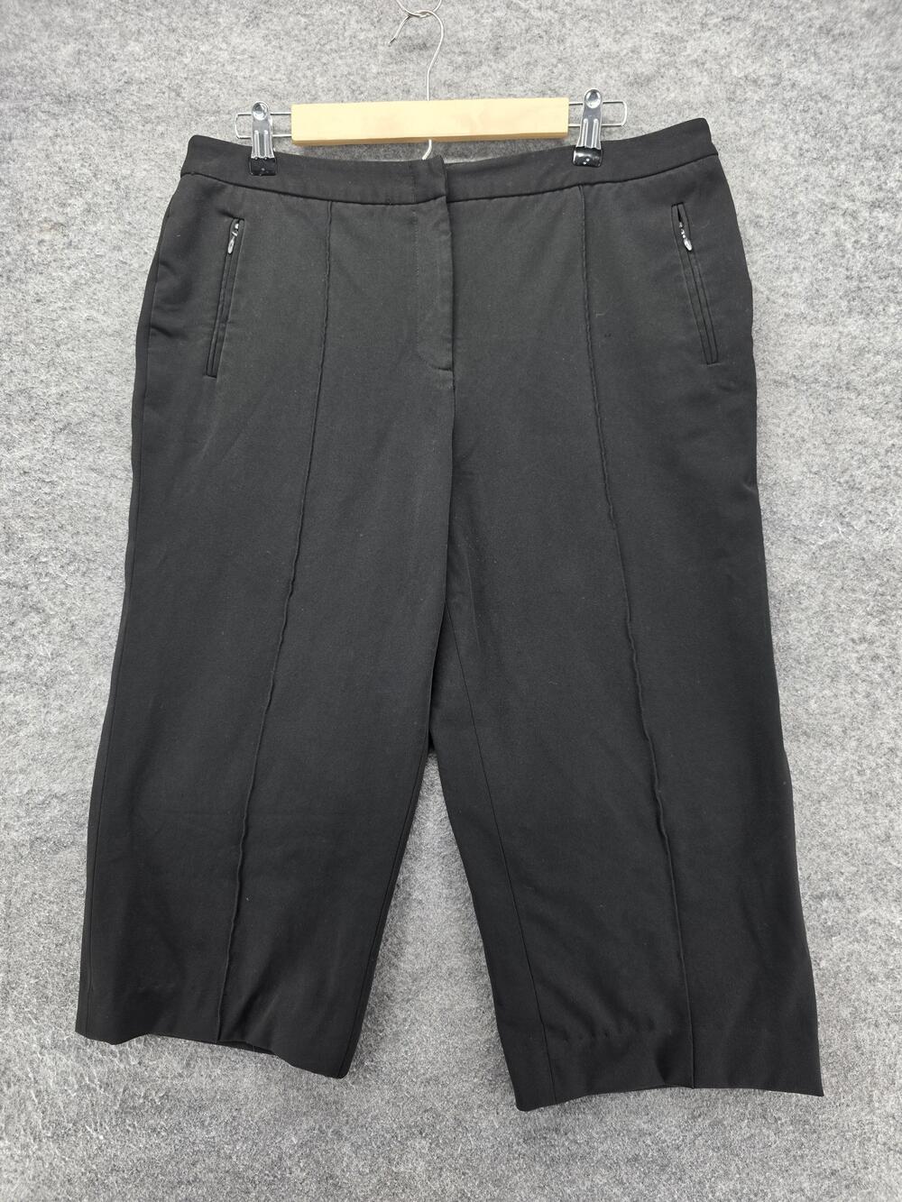 Saks Fifth Avenue Pants Womens 14 Black Cropped Capri Zip Pockets Stretch